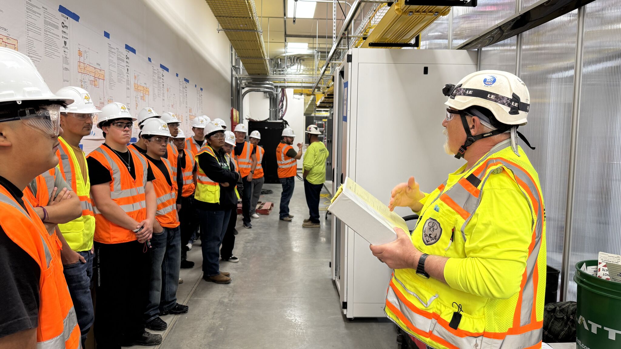 Quincy High School students touring Sabey data center construction site