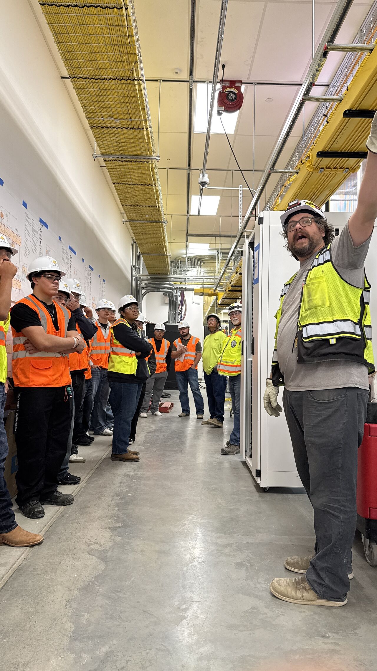 Students learning about data center infrastructure